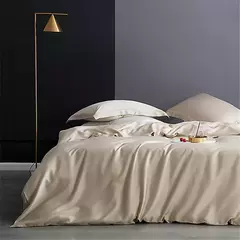 Lanlika-Conjunto de Cama Feminina, 100% Seda, Capa de Edredão, Lençol Plano, Roupa de Cama, Fronha para Dormir, Rainha, Rei, Cor Camelo, Presente - Wolf Magazine