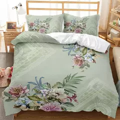 Elegante Flores Bedding Set, Bela Impressão 3D Consolador, Bedding Set, Rainha, Twin, Single Size, Capa de Edredão, Fronha, Presentes de luxo, Moda