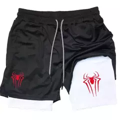 Calções desportivos com estampa aranha masculina, casual, ginásio, compressã na internet