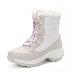 Botas de neve de plataforma antiderrapante para mulheres, Ankle Boots de pele quente, Cunhas impermeáveis, Botas altas para coxa, Sapatos de inverno na internet