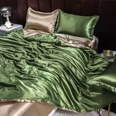 Mulberry Silk Bedding Set, capa de edredão, lençol, fronha, lençol de cetim luxo, cor sólida, rei, rainha, completo, Twin Size na internet