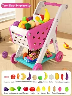 Imagem do Grande carrinho de compras de supermercado para crianças, carrinho para crianças, brinquedos Push Car, simulação de frutas, comida, presentes de aniversário, novo