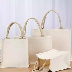 Imagem do Saco De Mercearia De Serapilheira Portátil, Tote Da Lona, Sacola De Compras, Bolsas Ecológicas De Ombro, Saco De Armazenamento De Algodão