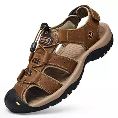 Sapatos masculinos casuais de couro genuíno, sandálias masculinas ao ar livre, sapatos romanos de praia, plus size 38-48, verão - comprar online