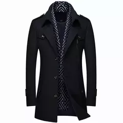 Inverno casacos de lã masculina nova moda meio longo cachecol gola de algodão acolchoado grosso quente casaco de lã masculino trench coat M-5Xl - Wolf Magazine