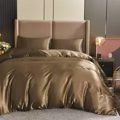 Imagem do Luxo Satin Duvet Cover Set, conjuntos de cama, seda rica, sedosa, macio, sólido, sem rugas, Sexy Honeymoon, Queen Black Series, 3pcs