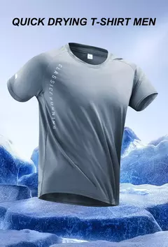 CHRLCK-Camiseta masculina de corrida, seda gelo, top fino, secagem rápida, mang - Wolf Magazine