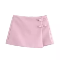 TRAF-Mini saia rosa e branca feminina, curva, fenda curta, dividida, cintura alta, verão, moda, 2022 - loja online