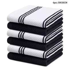 Olanly-Absorvente Algodão Cozinha Toalha, Waffle Weave Stripe, Dishcloth macio, Panos de limpeza, Casa, Secagem, 4 pcs, 6pcs na internet