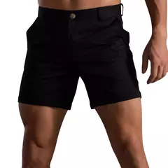 Calções de verão monocromáticos masculinos, calça de botão, bolso, solto, casual, esportivo, corrida, perna reta, calça de rua de praia