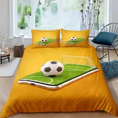 Imagem do Single-Sided Green Football Field Impresso Consolador, conjuntos de cama, colchas confortáveis, edredão, cama king size, presente, 3pcs