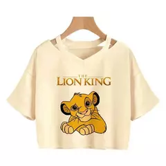 Disney o rei leão colheita topo t camisa recortada harajuku camiseta hakuna matata tshirt feminino topo t roupas femininas - loja online