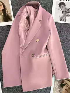 Casaco feminino elegante de terno esportivo, blazer casual, moda coreana, jaqueta de luxo, monocromática roupas femininas, primavera, outono - loja online