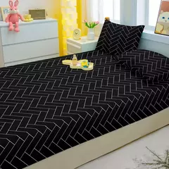 Imagem do Equipado folha equipada com geometria impressa para cama quarto, simples e moderna com fronhas, 1 conjunto