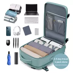 USB Carregamento Laptop Mochila para Mulheres, Mochila Escolar para Adolescente, Saco de Sapato Independente, Saco De Viagem Ao Ar Livre, 15.6";;VERDADEIRO;;"army green - comprar online