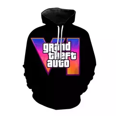 Homens e mulheres Grand Theft Auto GTA 6 3D Print Hoodie de grandes dimensões, crianças Pullovers, roupas de treino, moletons, jogo, novo - loja online