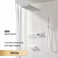 Sistema de chuveiro de bronze preto de luxo wall-mounted led display digital design frio & quente duplo-controle de 4 funções torneira de chuveiro de teto - comprar online