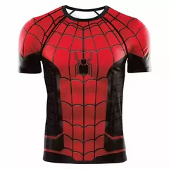 Camisas de compressão para homens, manga curta, quadrinhos, camiseta cosplay aranha, super-herói top, elastic fitness sportwear, roupas de Halloween