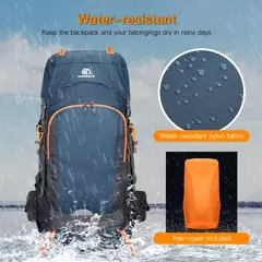 Mochila de caminhada resistente à água com capa de chuva, esporte ao ar livre, mochila de viagem para camping, escalada, montanhismo, 65L - comprar online