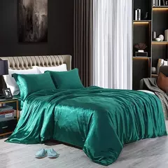 Luxo Satin Bedding Set Capa de edredão com fronha Estilo Europeu King Queen Size Confortável Bed Set Covers Folha de linho - Wolf Magazine