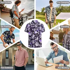 Camiseta havaiana masculina de manga curta, estampa de ovelha 3D, roupas de praia soltas, camisas grandes, verão