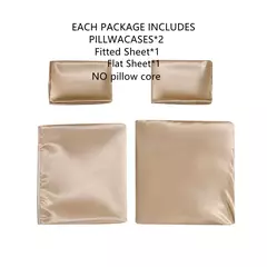 Conjunto de cama cetim sedoso, lençóis Queen Size, 1 folha de bolso profundo, 1 folha plana, 2 fronhas, 4 peças na internet