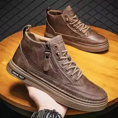 Bota de tornozelo de couro alta masculina, tênis masculino, algodão, negócio, casual, ao ar livre, moda, inverno - Wolf Magazine