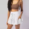 Minissaia plissada de malha de cintura alta feminina, calção de rua feminino, monocromático, casual, curta, moda verão, Y2K, 2022