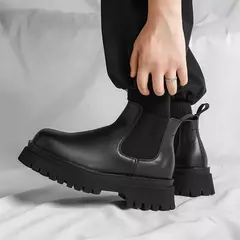 Botas masculinas de couro alto ao ar livre, sapatos de tendência quente, nova moda, outono e inverno, 2023 - comprar online