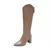 Botas de joelho com zíper alto para mulheres, salto alto grosso, simples, plus size, 34-43, outono, inverno, novo