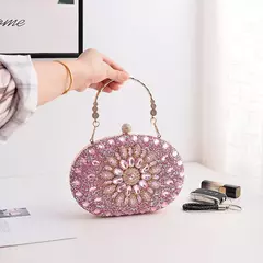 Bolsas De Embreagem De Strass Para Mulheres, Bolsa Redonda Dourada, Cristais Bolsas De Festa, Designer De Diamante, Bolsas Crossbody, Marca De Luxo, 2024 - loja online