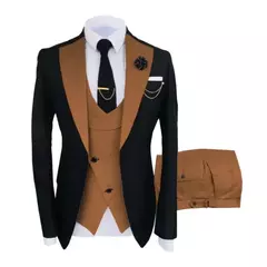 Ternos masculinos 3 peças sob medida melhor homem noivo casamento smoking fino ajuste jacquard duas cores blazer jaqueta colete calças smoking roupas - comprar online