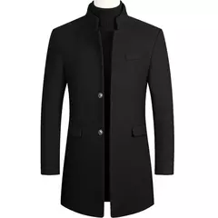 Casaco de lã dos homens outono inverno 2022 comprimento médio blusão engrossado gola masculina trench coat abrigo hombre - loja online