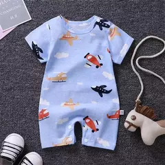 Imagem do Bodysuit de manga curta recém-nascido macacão de bebê, roupas de verão, meninas infantis, macacões infantis, crianças, listras, algodão, 1 pc, 0-2 anos