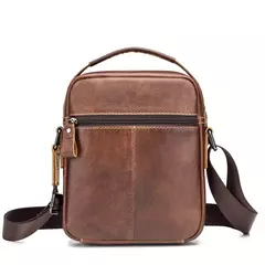 Imagem do Bolsa de ombro multifuncional para homens Couro Crossbody Bag Bolsa de alta capacidade