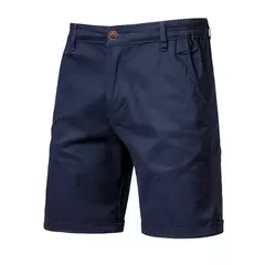 Calções de praia masculinos com elástico na cintura, 100% algodão, social, casual, negócios, alta qualidade, 10 cores, novo, verão, 2021 - loja online