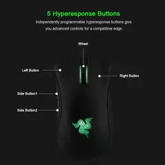 Razer-DeathAdder Essential Wired Gaming Mouse, 6400DPI, Sensor Óptico, 5 Botões Independentemente, Laptop, PC, Gamer, Original - comprar online