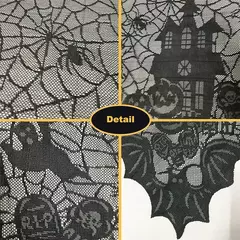 Halloween Lace Toalha De Mesa, Spider Web Skull Pattern, Forma Retangular, Decoração da Festa, Casa assombrada, Pumpkin Design, 1 Pc - Wolf Magazine