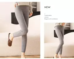 Imagem do Leggings Slim Fit de Alta Elasticidade, 100% Cashmere, Cor de Carne, Casual, Versátil, Glamourosa