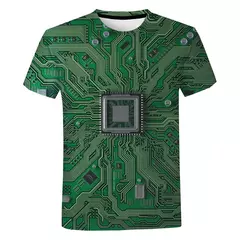 Camiseta gráfica de placa de circuito impresso 3D masculina e feminina, camiseta casual, chip eletrônico, camiseta criativa, tops de ginástica de verão - comprar online