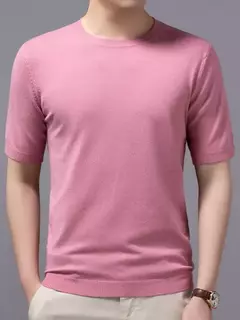 Superfino Merino lã camiseta masculina, malha, O-pescoço, respirável, fino Cashmer, manga curta Tee, cor sólida Tops - loja online