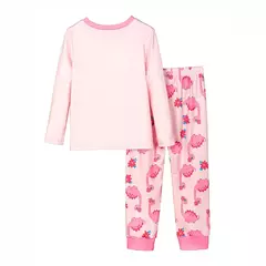 Pijamas de 2 partes com impressão de dinossauro para meninas, pijamas de manga comprida com pescoço redondo, roupas de noite princesa, conforto-friendly - comprar online