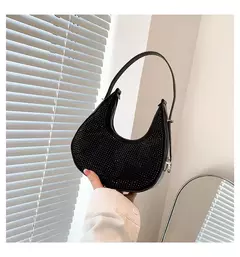 Bolsas transversais de couro PU de diamantes corrente para mulheres monocromáticas bolsas de ombro de verão femininas - comprar online