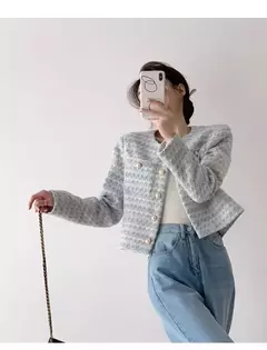 ITOOLIN-Cardigã elegante de Tweed feminino, casaco curto com bolso, jaqueta de peito único, outwear solto, outono, inverno, 2023 - Wolf Magazine