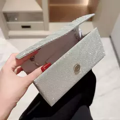 Bolsa de embreagem prata glitter para mulheres, bolsa de noite envelope, bolsa longa elegante, bolsa de ombro corrente, bolsa de casamento, moda - Wolf Magazine