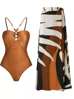 Body feminino sexy com saia longa, biquínis de duas peças, roupa de praia, conjunto de banho de verão, maiô feminino, 2022 na internet