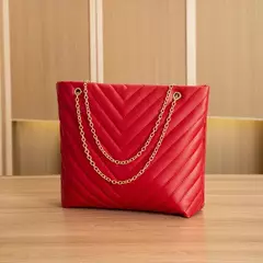 Bolsa de ombro de corrente bordada casual para mulheres, padrão V, lingge, bolsa de compras portátil, nova moda