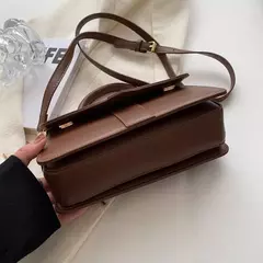 Imagem do Bolsa de ombro de couro PU para mulheres, Bolsa axilas vintage, Bolsa quadrada, Bolsas Crossbody de moda, Bolsa axilas preta