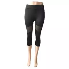 Leggings femininas de malha preta patchwork, calça elástica de fitness, leggins femininas, Capri, novo, 2022 - Wolf Magazine