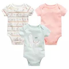 Algodão das meninas do bebê Bodysuit de manga curta, recém-nascido Vestuário, Criança, 0-12 meses, 3 6 Pcs por lote - comprar online